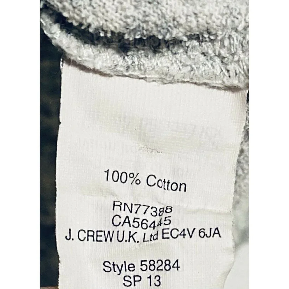 J Crew Womens Featherweight French Terry Sweatshirt Gray 3/4 Sleeve Medium